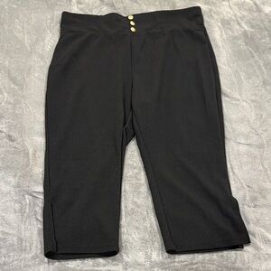 SHEIN Black Capris with Gold Button Detail